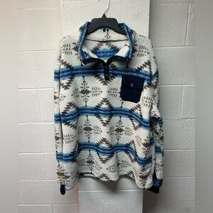 Cozy Patterned Pullover with Blue Accents